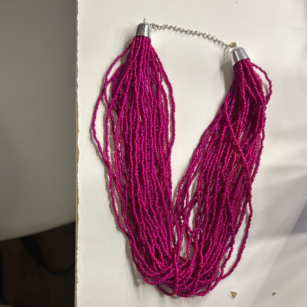 Vibrant Pink Beaded Necklace